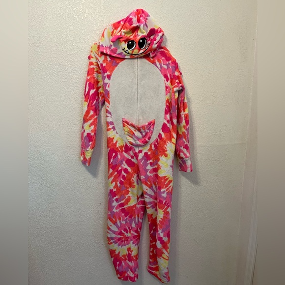 Girl’s neon pink tie dye monster onesie - Picture 4 of 5